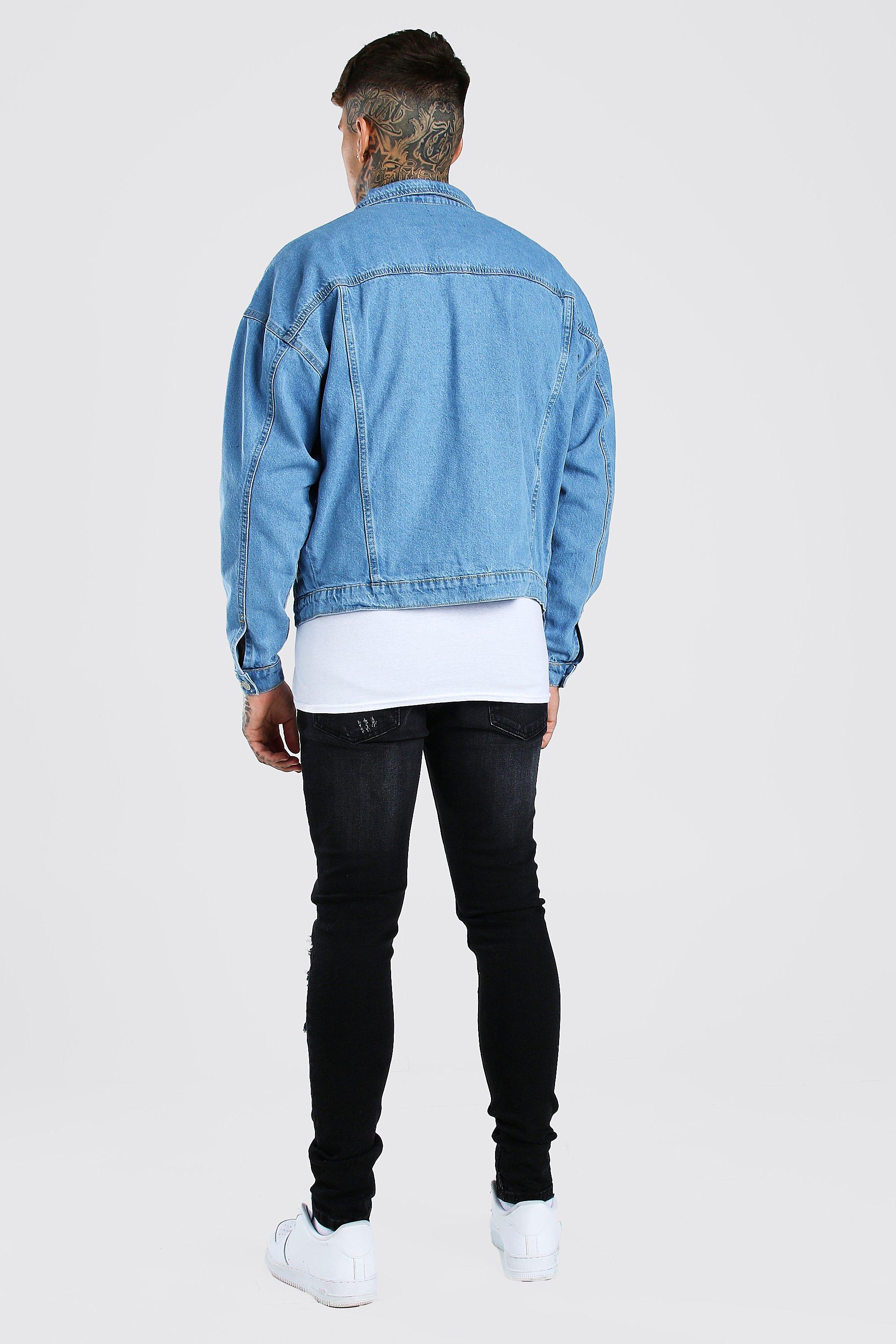 Mens denim hot sale jacket boohoo